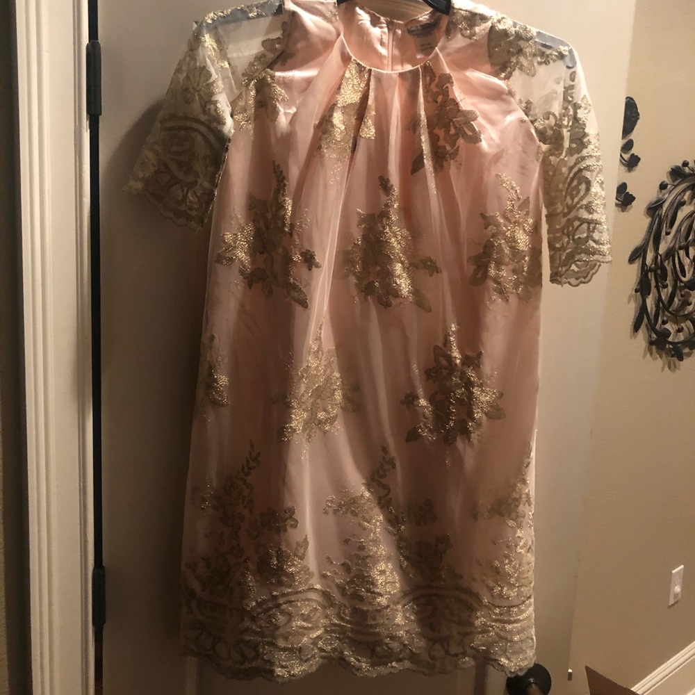 Chasing Fireflies Girls gold & pink chiffon dress